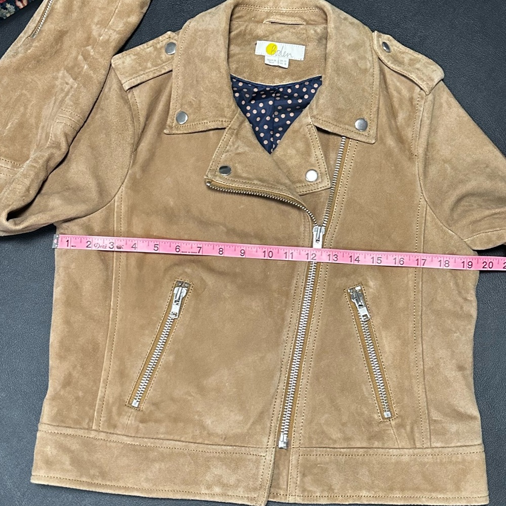 Boden Tan Suede Moto Jacket Sz 8 Like New! π§₯β¨ - Picture 9 of 12